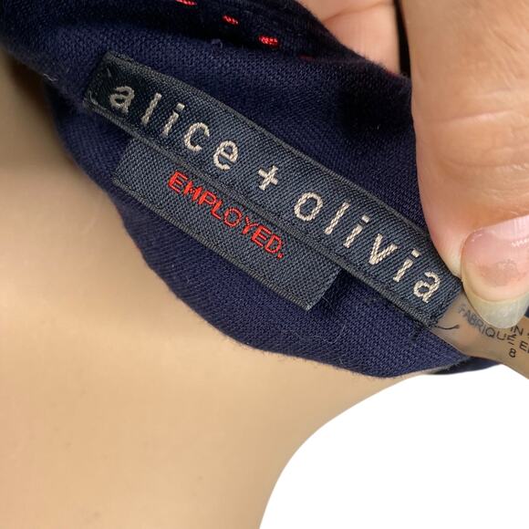 Alice + Olivia Employed Navy Blue Cap Sleeve Peplum Sheath Dress SZ 8 - Picture 8 of 8